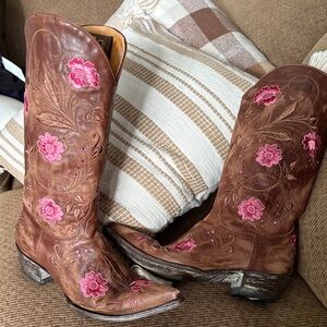Old Gringo Brown Boots with Pink Floral Design